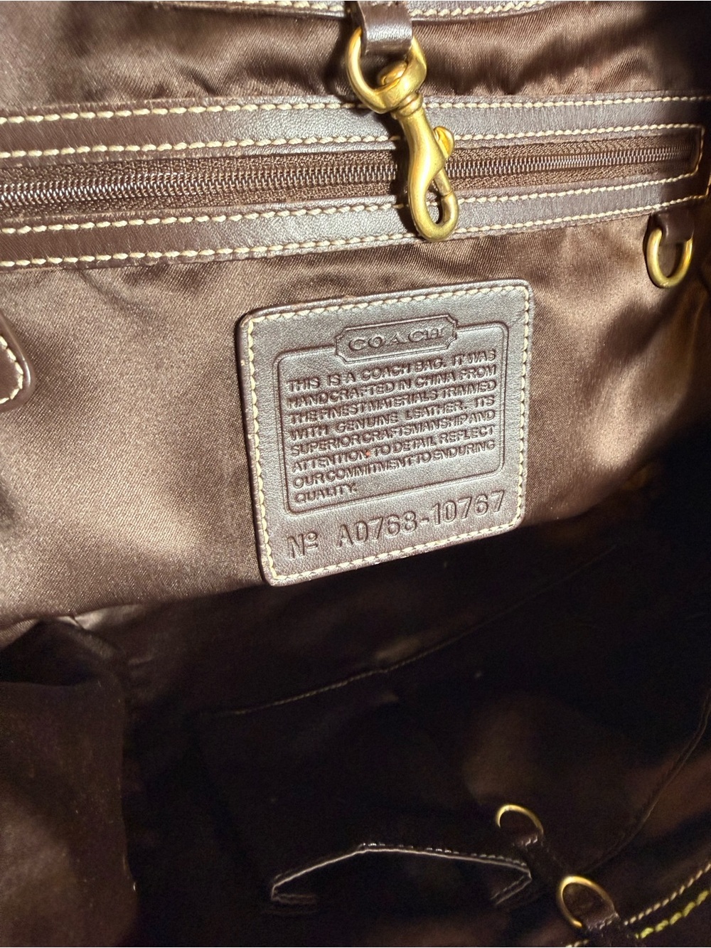 Coach Beige/Brown Signature Canvas Shoulder Bag with Dark Brown Trim - Picture 3 of 7